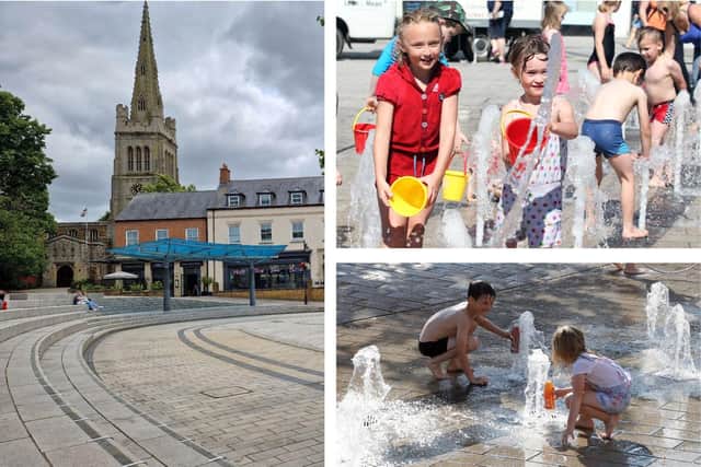 Kettering Market Place this week/ Children enjoy the fountains in summers gone by/ National World
