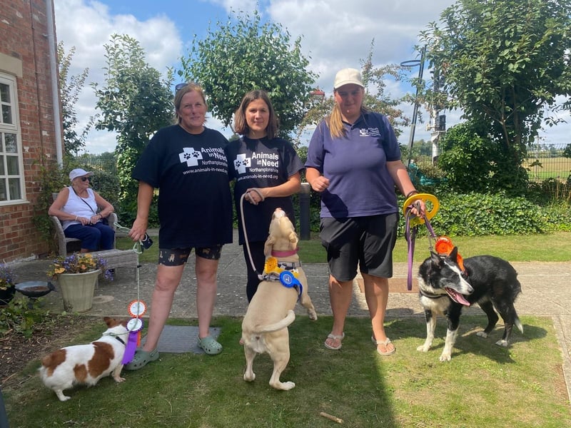 The team with some of the rescue dogs