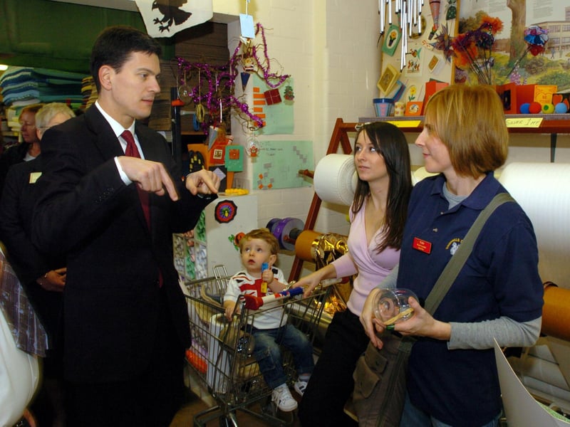 Government minister David Miliband visits Pen Green in 2006. Pictured is Kate Robson of Squirrels Neighbourhood Nursery.
