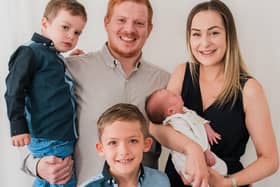 The Souch family from Wellingborough have been talking about the challenges and rewards of their son's autism. From left: Reuben, Steve, Riley, Leila and baby Rory. Image: Hannah Birtwistle Argyle