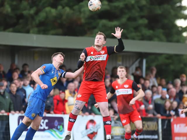 Brad Gascoigne in action during Kettering Town's 3-0 win over Leamington on Easter Monday. Picture by Peter Short