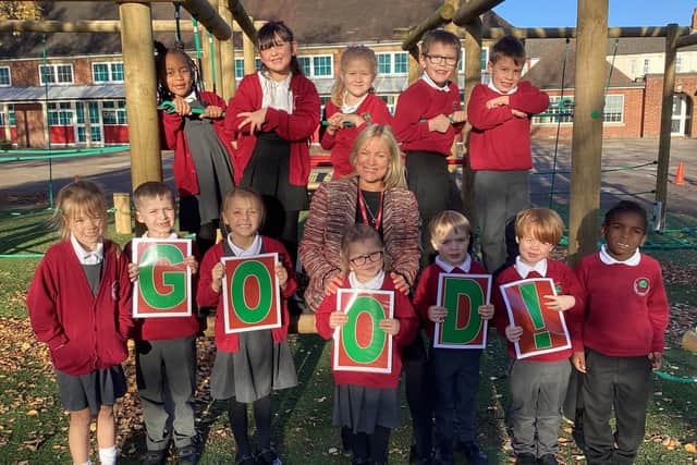Joanne Lloyd-Williams, Headteacher, with pupils /Learning for Life Education Trust