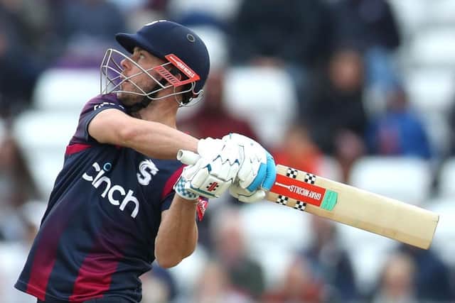 Chris Lynn crashes a boundary during his innings against Durham on Sunday