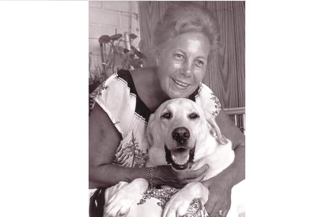 Daphne Sharman with one of her guide dogs