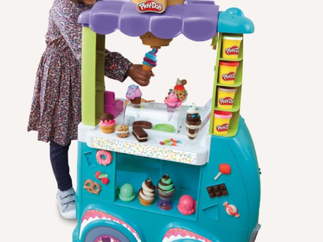 Turn your play space into the ultimate Play-Doh ice cream van party! This life-size kitchen set gives children a big space to express their big imaginations. Create so many pretend treats with the 27 tools and soft-serve station, customise the creations with the Play-Doh sprinkle maker, tools and pretend sweet moulds, and check out customers at the register. Fun music and cash register sounds make children feel like they're really running their own ice cream van. £99.99, Ages 3+.