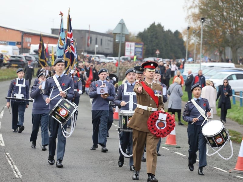 Corby RBL Remembrance Sunday parade and service at Corby War Memorial/