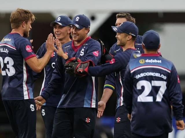 The Steelbacks players celebrate Josh Cobb's stunning catch to dismiss Bears' Rob Yates on Wednesday night - but there hasn't been too much else to smile about in the Blast so far
