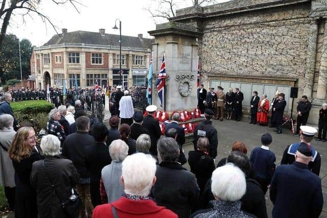 Remembrance Sunday service at the war memorial in Kettering