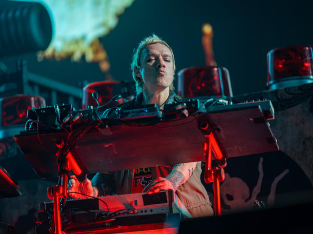 The Prodigy's Liam Howlett on stage at The National Bowl in Milton Keynes, on Saturday, August 22, 2026. Photo by David Jackson.