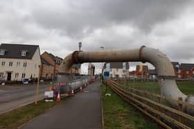 The temporary pipe in Wellingborough's Stanton Cross estate has been in operation since late 2022