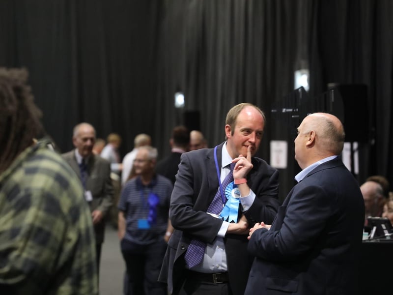 David Goss, Conservative candidate for Wellingborough and Rushden arrives at KLV