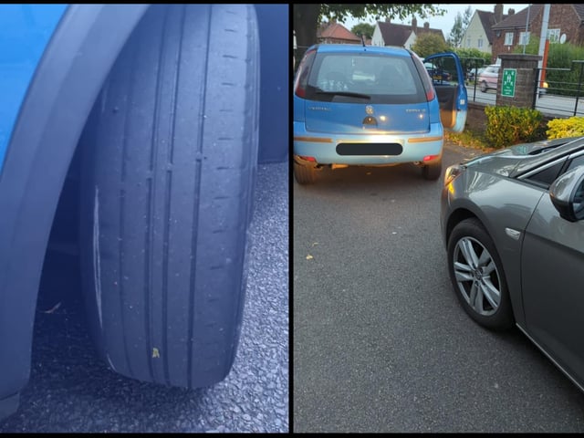 A routine stop of a Vauxhall Corsa revealed an illegal tyre. The driver did not have a spare so officers issued a PG9 prohibition.