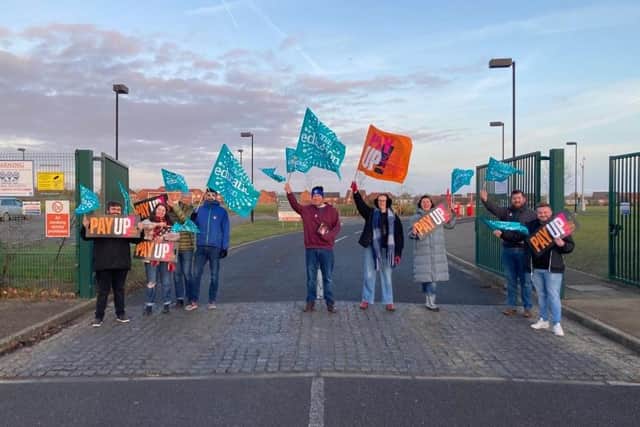 Corby Business Academy staff on the picket line