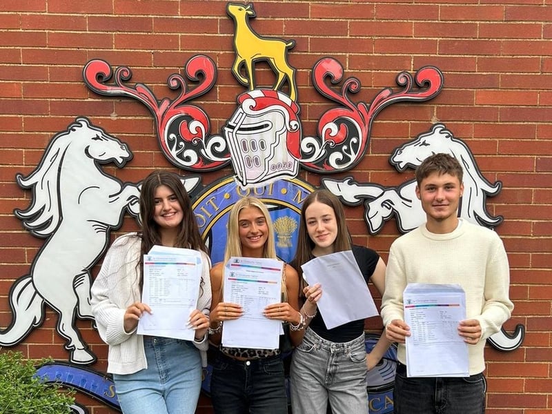 Students celebrating their GCSE results at Sir Christopher Hatton Academy