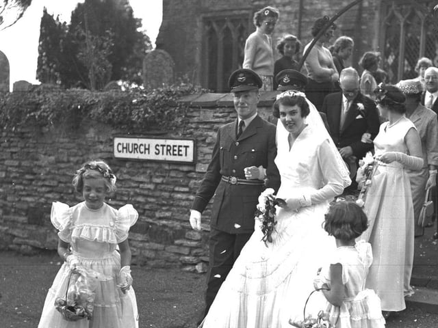 Pettifer-Saint wedding at Isham, July 13, 1957