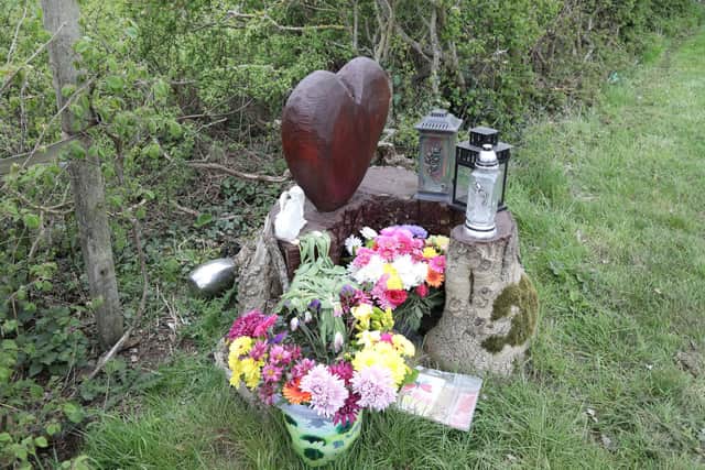 The roadside tribute to Meredita Kelmelyte