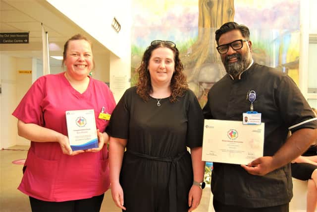 Kate Hainsworth with nominator Phillipa Baldock and Ganesh Baliah.