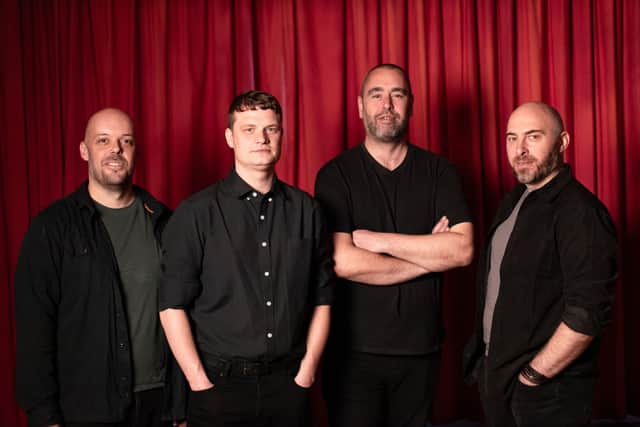 Neon Nights onstage at Cropredy Village Hall - From left to right: Tom Stilgoe, Dan Bonas, Steve Parish, Liam Morgan