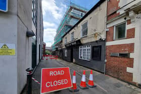 Access down past the apartment block in Jobs Yard, down Meeting Lane to Kettering's Gold Street has been blocked