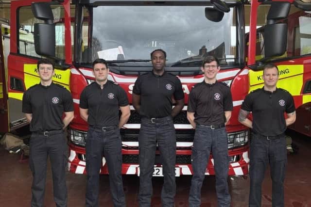 Members of Kettering's Green Watch will be running the Kettering Half Marathon in full kit in support of former colleague Del