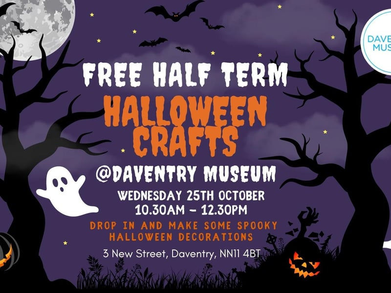 Daventry Museum will be hosting free Halloween crafts on Wednesday October 25 from 10.30 to 12.30pm. Kids will be tasked with makes scary, but cute, Halloween decorations. There will also be a Halloween themed scavenger hunt and other activities. Visitors are invited to attend in fancy dress.