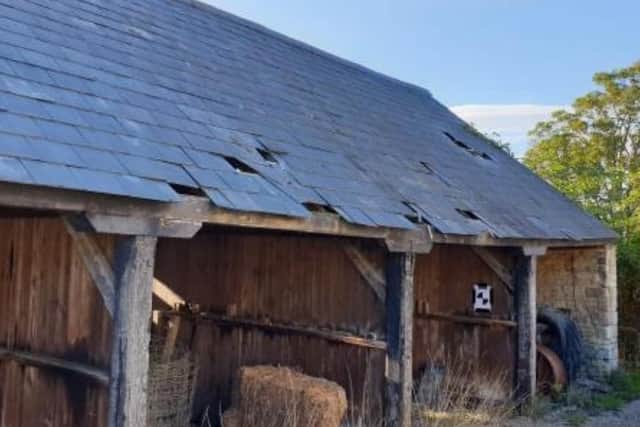 Photograph showing the disrepair and degradation of one of the agricultural barns.
Credit: Mr D Bierton