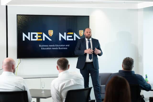 All Things Business Managing Director Ben Thomas presents at the launch event