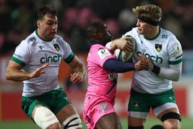 Josh Kemeny and Henry Pollock in action at Stade Jean-Bouin (photo by ANNE-CHRISTINE POUJOULAT/AFP via Getty Images)