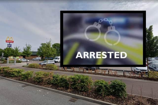 A man has been arrested for alleged sexual activity in front of a child at a supermarket in Milton Keynes