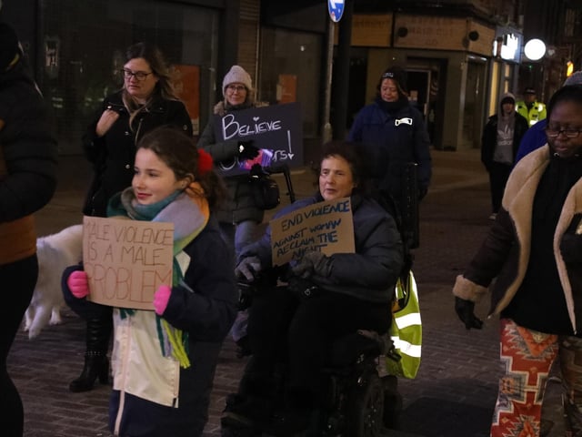 Reclaim the night march against domestic violence Kettering:women's march Kettering