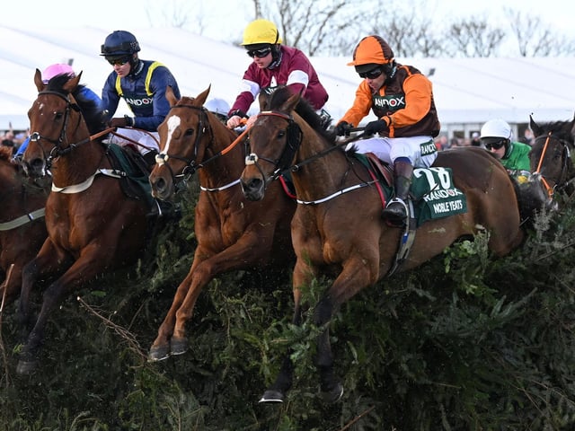 Only two horses, Golden Miller and L'Escargot, have ever landed the Grand National and the Cheltenham Gold Cup, so NOBLE YEATS (pictured nearside at Aintree) would bring a full house down if he achieved the feat in Friday's festival highlight (3.30). Trained by the enigmatic Emmet Mullins, nephew of Willie, the classy 8yo defied all logic by taking the National as a novice last year and has continued to improve this term.