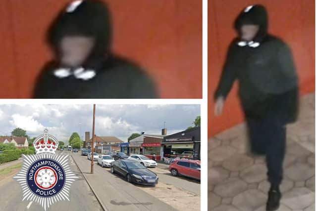 CCTV image of a near a  pizza shop in Occupation Road, Corby/Northants Police