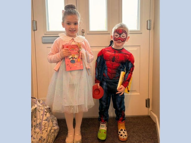 Orla, age 5, as Florence the Friendship Fairy and Noah, age 3, as Spider-Man