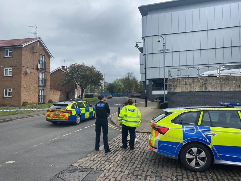 Police have a number of roads around the Spring Boroughs building site cordoned off.