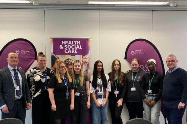 Lee Barron MP meets with Health & Social Care students at todays visit to Tresham College Corby.