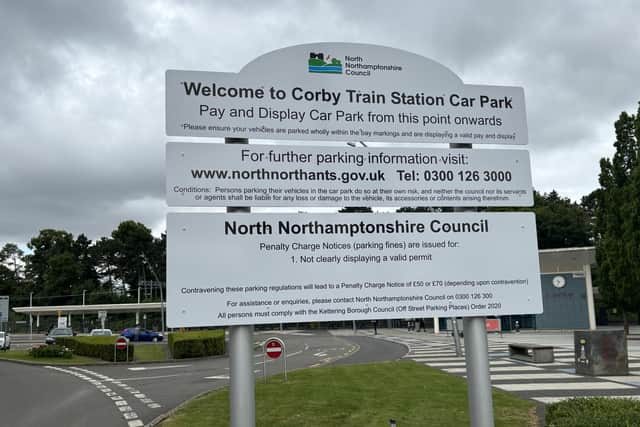This sign was being put up on Friday as our reporters visited the railway station to let people parking on the access road know that they would be charged. Image: National World