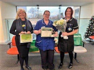 Deputy Director of Midwifery Mara Tonks, Midwife Elaine Youmbi and Deputy Chief Nursing Officer Pam Smith