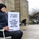Protestors from Defend our Juries gathered at Northampton Crown Court this morning. Image: Defend our Juries