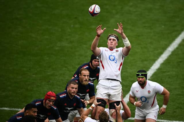 Alex Coles in action for an England XV against a France XV (photo by BEN STANSALL/AFP via Getty Images)