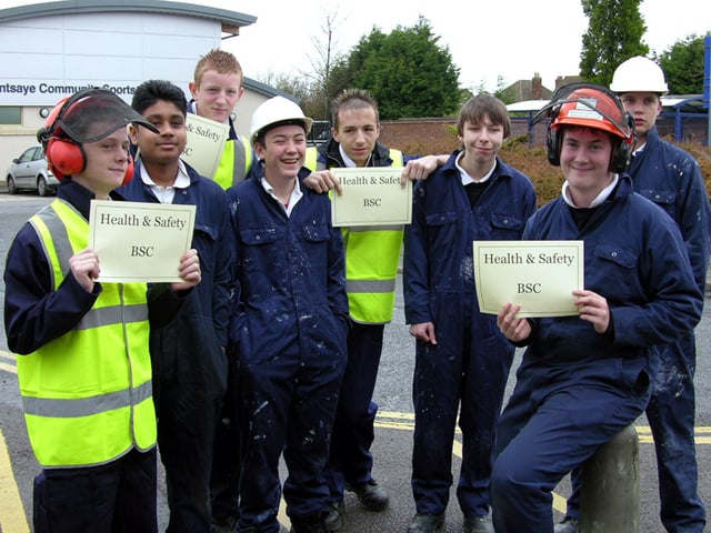 Receiving a health and safety award in November 2008 - Lewis Burges, Jahangir Ahmed, Matthew Bass, Ross Birrell, Billy Yeomans, Jamie Ainge, Daniel Forde and Jack Handy