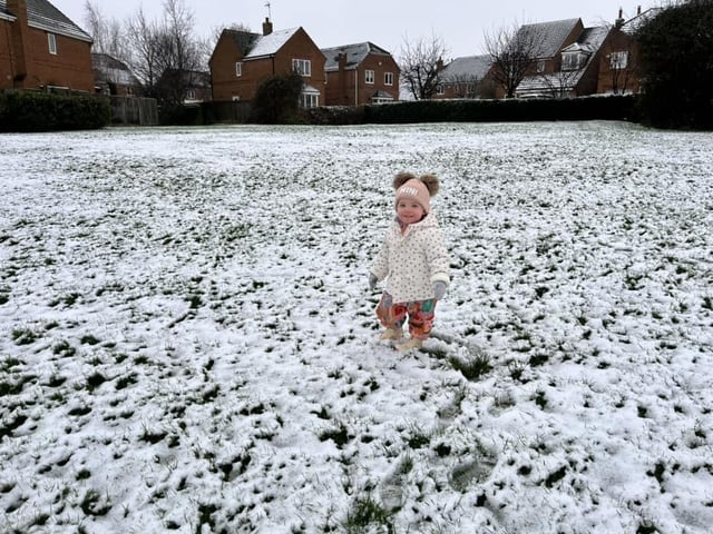 Tabitha Wood's little one loving the snow in Rushden