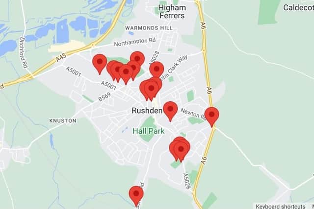 The arson attacks have been mainly been clustered in the north of Rushden