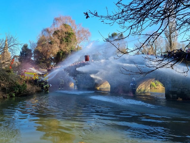 Geddington Volunteer Fire Brigade vs Northants Fire and Rescue firefighters at the annual Geddington Squirt
