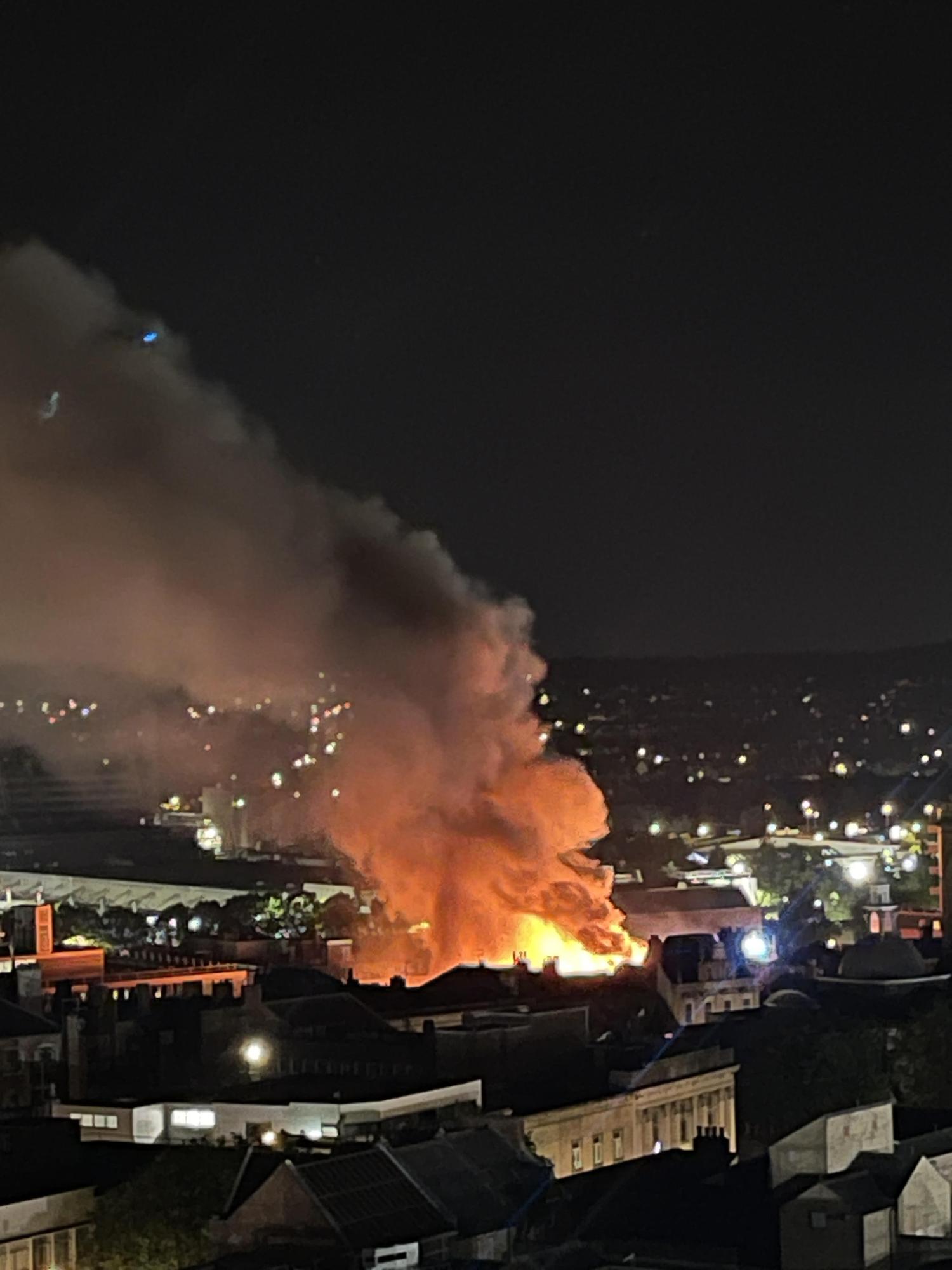 Huge fire breaks out in Bridge Street overnight as NINE fire crews continue to tackle the blaze in busy Northampton street