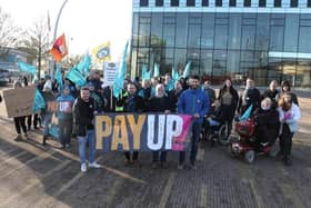 NEU rally outside the Corby Cube, March 2023
