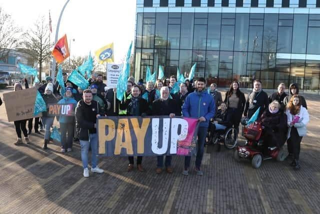 NEU rally outside the Corby Cube, March 2023
