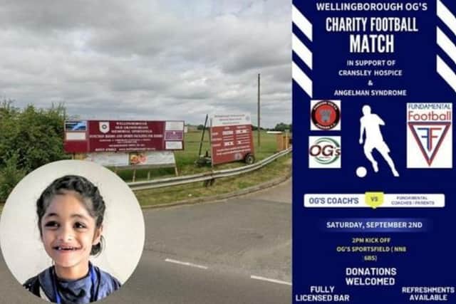 A charity match will take place on September 2 in support of Angelman's Syndrome, a condition that Nyra (inset) has faced since the age of 2
