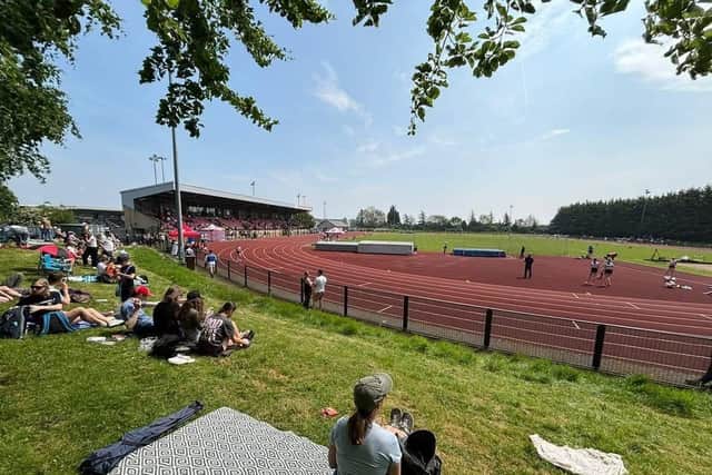 Corby Athletic Club’s main athletics stadium, home to training, school events, and community sport—now the focus of a fundraising campaign to install new energy-efficient LED floodlighting.