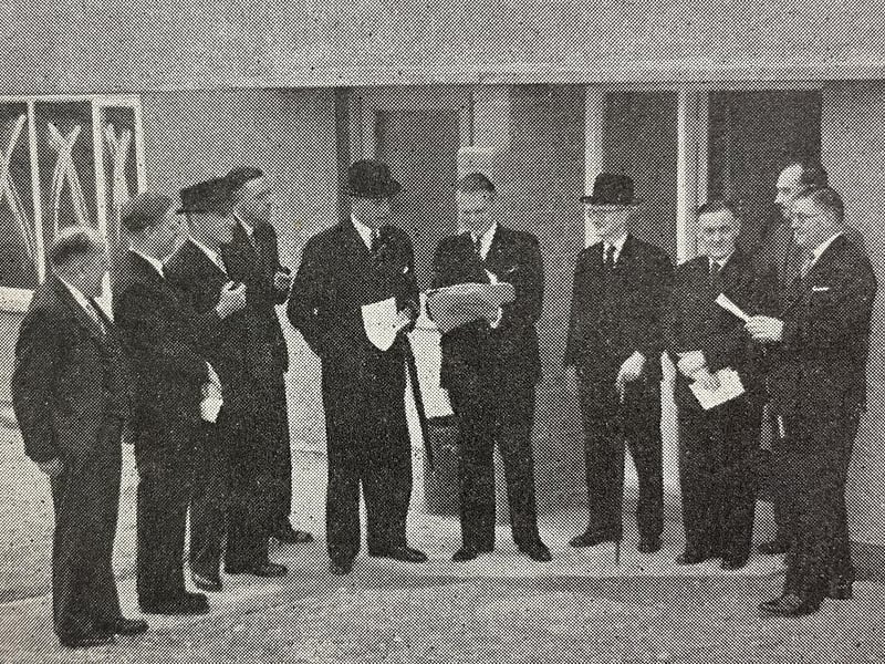 Private developers check on the work in Honiton Gardens in the mid 1950s.