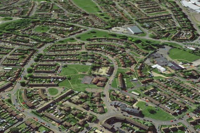 Finnley Murphy is accused of riding his motorbike on a play area on the Exeter estate in Corby. Image: Google.